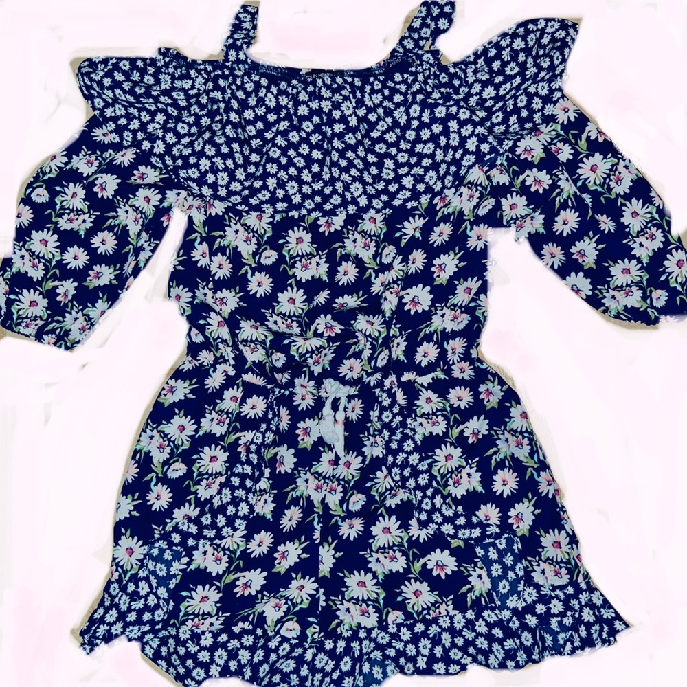 SequinHeartsGirls Cold-Shoulder Romper Sz Lrg